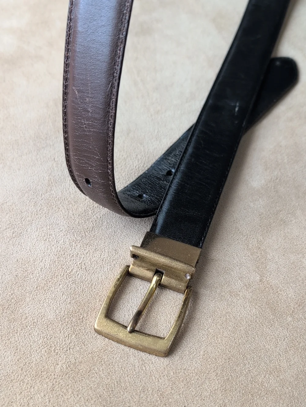 Coach Vintage Reversible Brown & Black Genuine Leather Belt with Brass Buckle